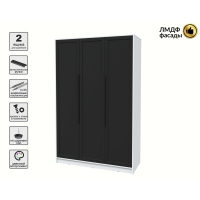 Шкаф распашной Тренд КТ-Ш3 (Белый платинум ЛДСП/ Черный ЛМДФ) Ш1360 В2128 Г547